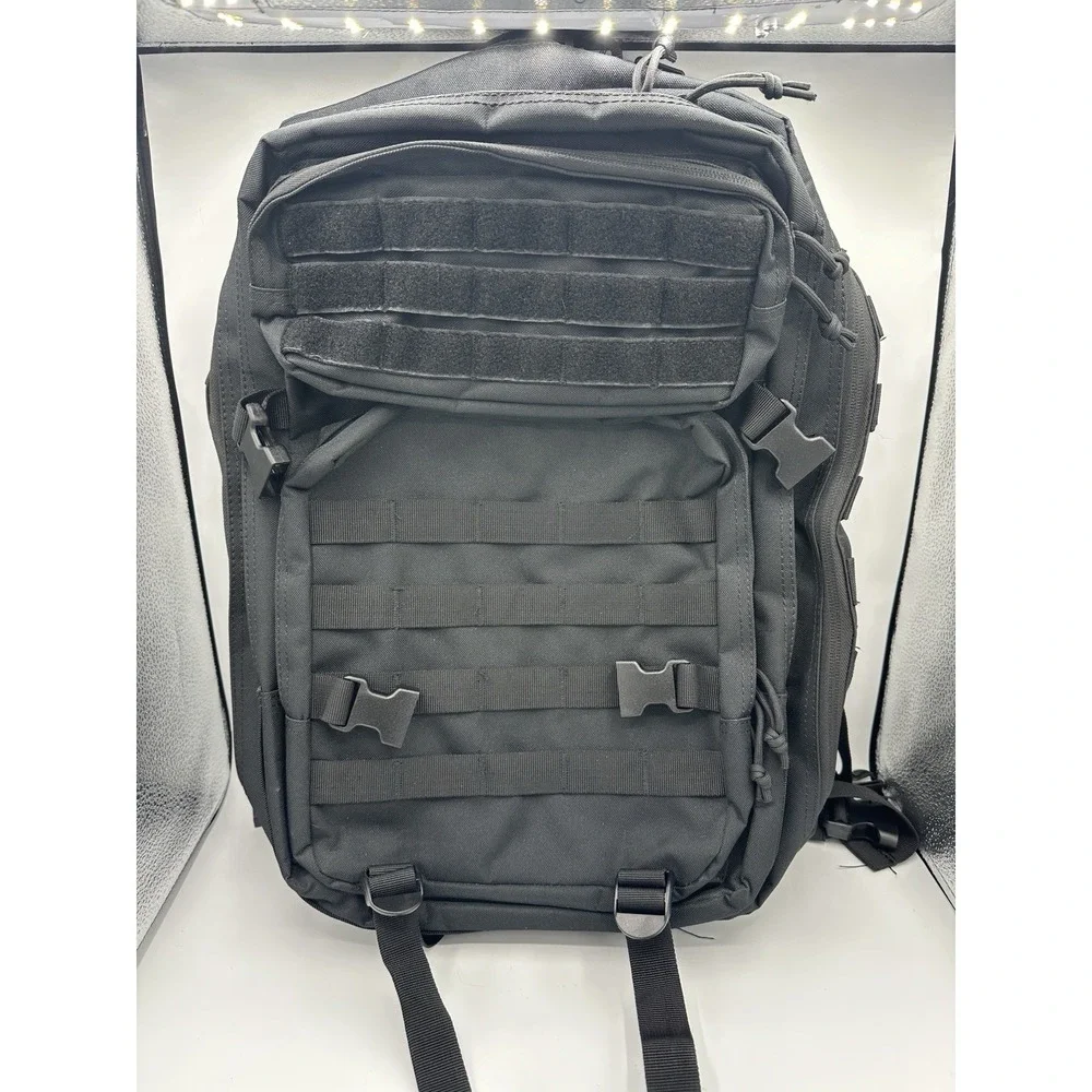 Black Tactical MOLLE Backpack Military Rucksack Bug Out Bag Hiking Camping